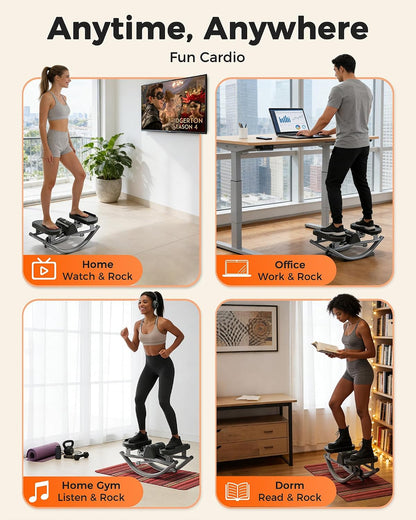 FineWay Upgraded Rock Stepper 2.0 for Exercise at Home, Rocking Stepper Side to Side, Low-Impact Knee-Friendly Exercise Machine with Resistance Bands, LCD Monitor & 330 LBS Capacity, Full Body Workout