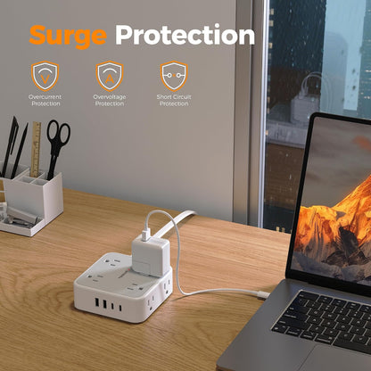 TESSAN Surge Protector Power Strip with 900J Surge Protection, 5 Ft, Grey