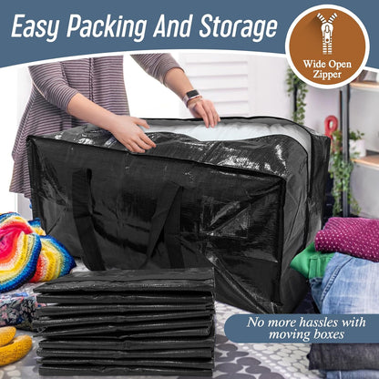 Extra Heavy Duty Large Moving Bags with Strong Zipper, Dark Blue