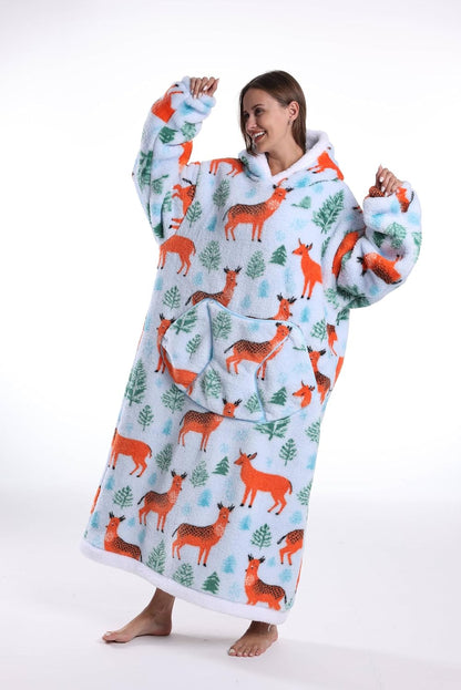 Capecage Blanket Hoodie, Long Hooded Blanket Sweatshirt as Birthday Gifts for Women Men, Long Wearable Blanket for Women Men.