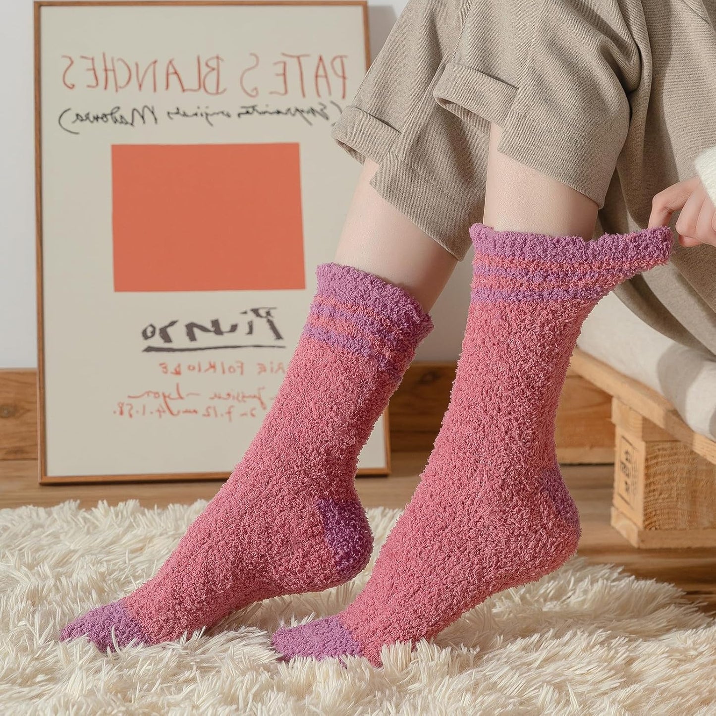 Premillow Womens Fuzzy Socks Fluffy Socks Women Winter Cozy Sock Warm Slipper Home Sleeping Sock for Women