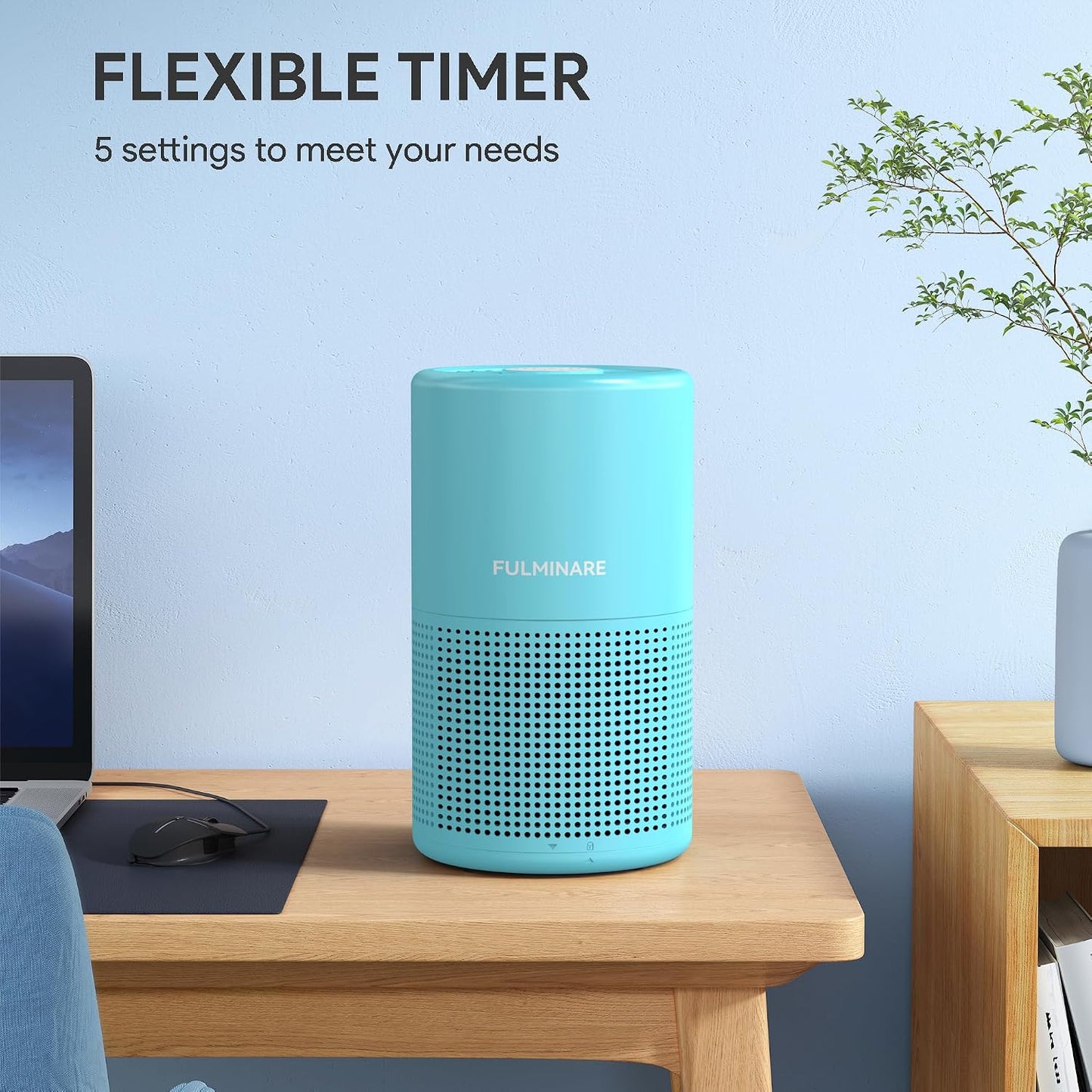 FULMINARE Air Purifiers for Home Bedroom H13 HEPA Air Purifier, 3 Speeds, Timer, 24dB, Small Mini Air Purifier with Night Light, Sage Green