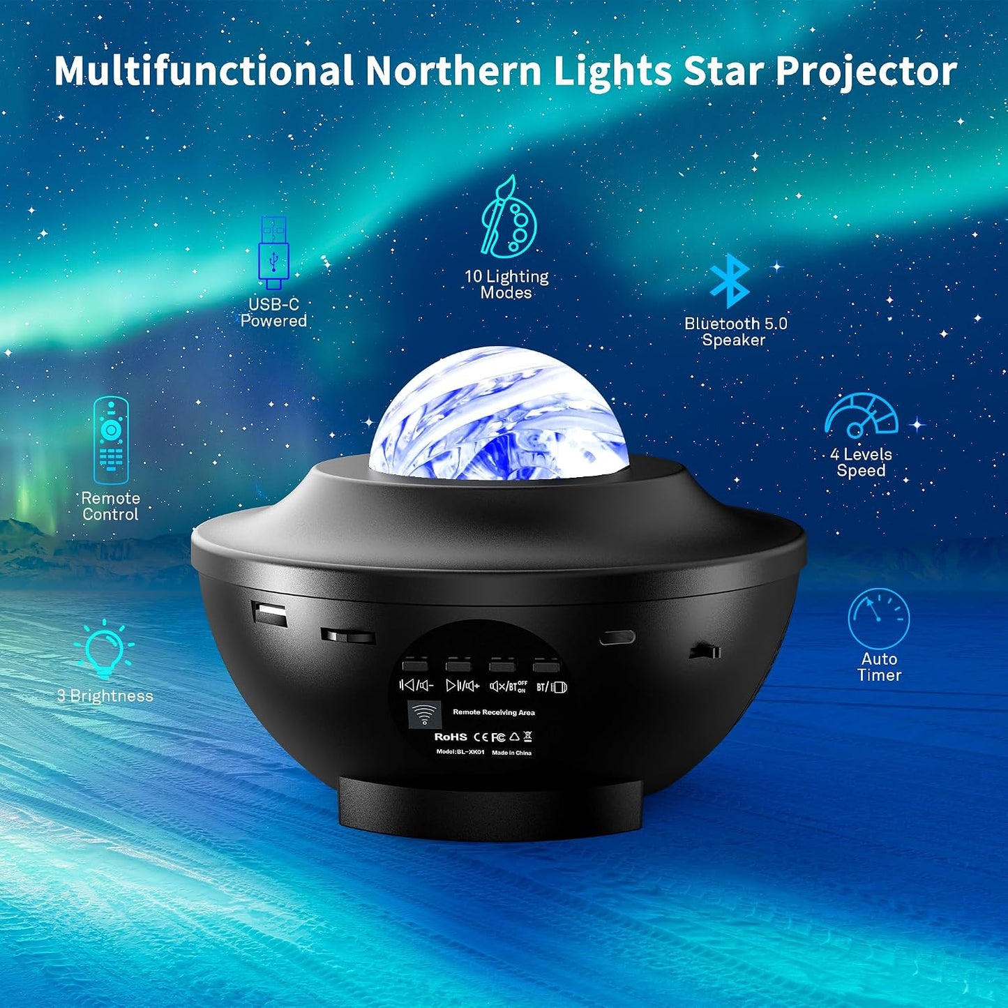 itayak Galaxy Star Projector,Nebula LED Night Light for Room Decor, Ocean Wave Starry Sky Light Projector for Bedroom Home Theater, Remote & Bluetooth Speaker, Christmas for Kids Boy Girl Adults