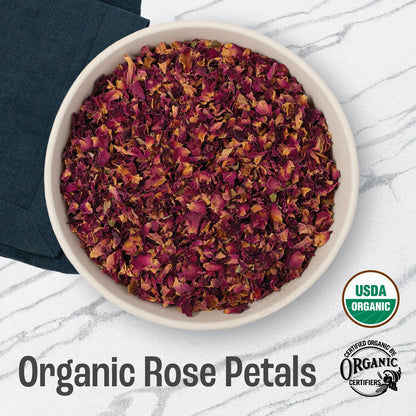 J MAC BOTANICALS, Organic Rose Petals (4 oz) Certified USDA Organic, edible, culinary grade dry rose petal, herbal tea, cooking and crafts