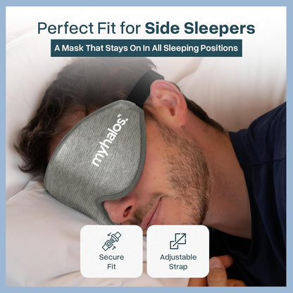 MyHalos® Sleep Mask – 3D Blackout Eye Mask for Women & Men, Side Sleepers, Zero Pressure Memory Foam Eyelash Friendly, Breathable,Award-Winning Sleep Aid for Travel (Black, 1 Count (Pack of 1)