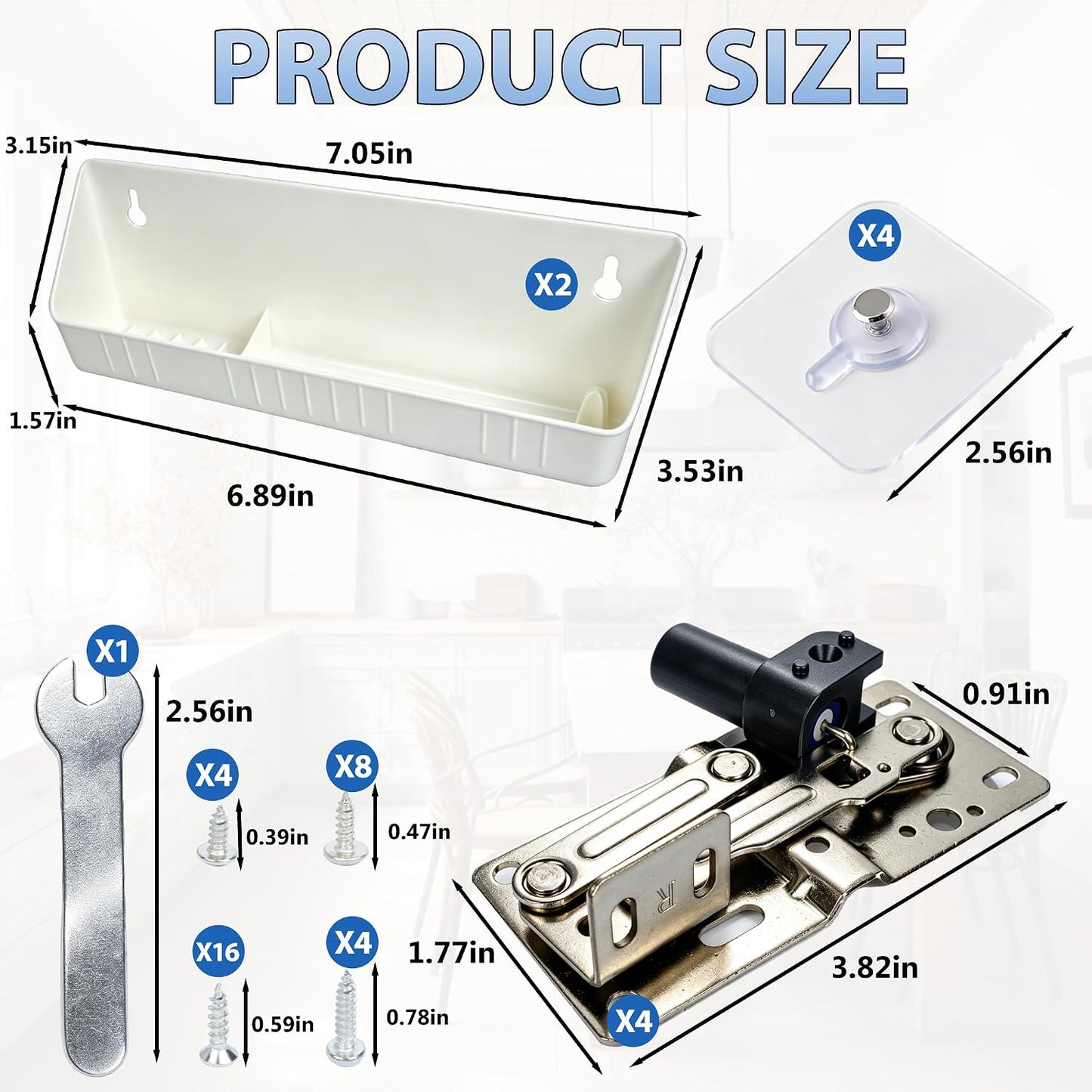 11" Tip-Out Plastic Sink Trays with LD-0220-50SC Steel Hinges | Kitchen Sink Front Tip Out Tray Kit for Bathroom and Kitchen | White (2 Trays & 4 Hinges & Screws Set & 1 Installation Wrench)