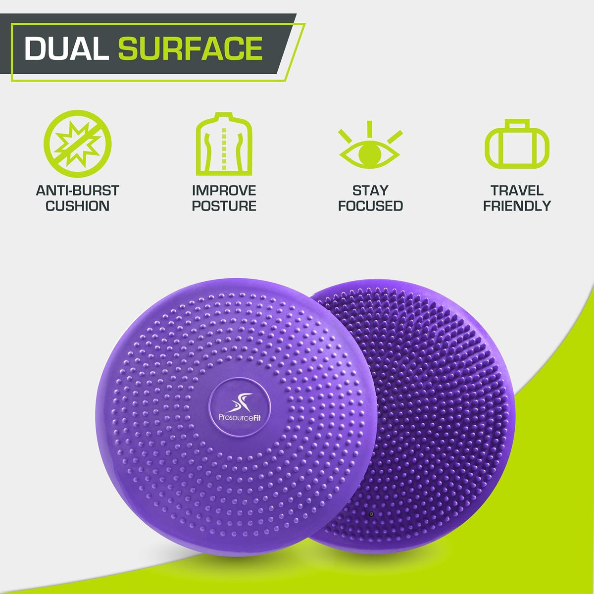 ProsourceFit Core Balance Disc, Inflatable Wobble Cushion with Hand Pump, Dual-Textured Non-Slip Surface for Core, Balance, and Stability Training, 14-inch