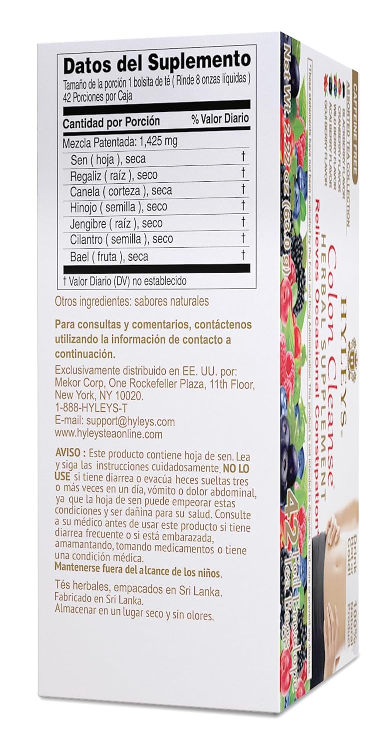 Hyleys Colon Cleanse Tea, Assorted, 42 Individually Wrapped Herbal Tea Bags