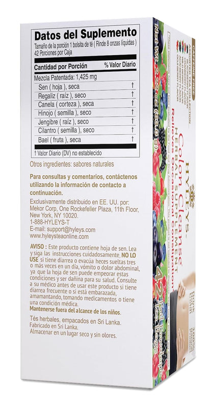 Hyleys Colon Cleanse Tea, Assorted, 42 Individually Wrapped Herbal Tea Bags