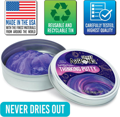 Crazy Aaron's Thinking Putty - Intergalactic - Triple Color Changing Putty for Kids and Adults in a 4" Tin - Creative and Endless Fun, Stress Relief Therapy Toys, Never Dries Out - Made in USA