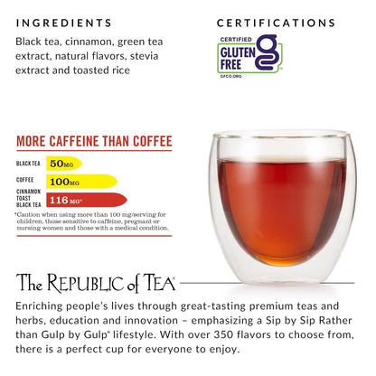 The Republic of Tea HiCAF Cinnamon Toast Black Tea, High Caffeine, 50 Count