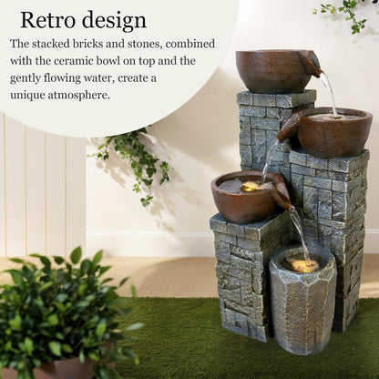 4-Tiered Outdoor Tabletop Water Fountain 17.9”