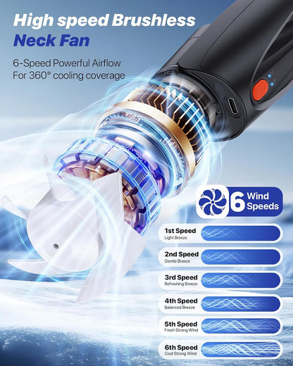 Kesguar Portable Neck Fan, 20H RunTime, 6000mAh Rechargeable