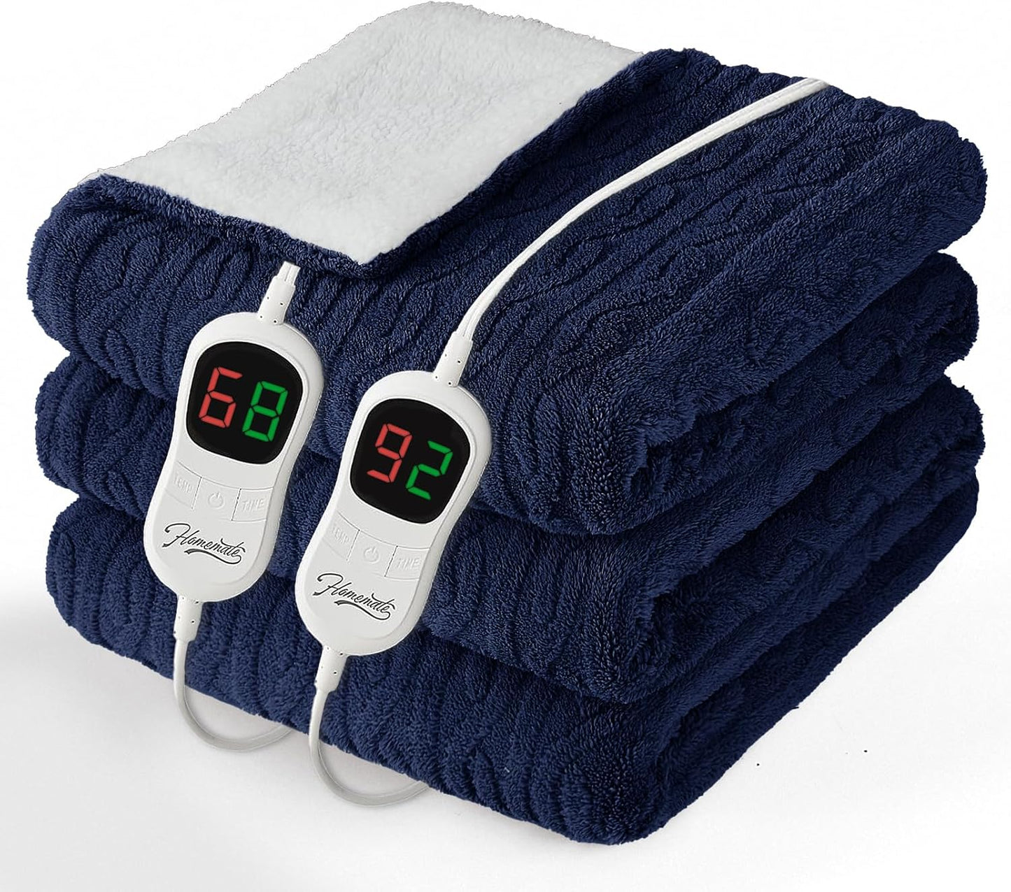 Homemate Electric Heated Blanket Twin - 62"x84" Heating Bed Blankets Throw with 10 Heating Levels 8 Hours Auto Off Fast Heating Over-Heated Protection Ultra Soft Warm Flannel ETL Certified Grey - Colors B