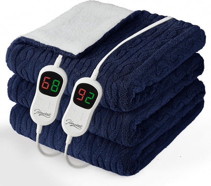 Homemate Electric Heated Blanket Twin - 62"x84" Heating Bed Blankets Throw with 10 Heating Levels 8 Hours Auto Off Fast Heating Over-Heated Protection Ultra Soft Warm Flannel ETL Certified Grey - Colors B