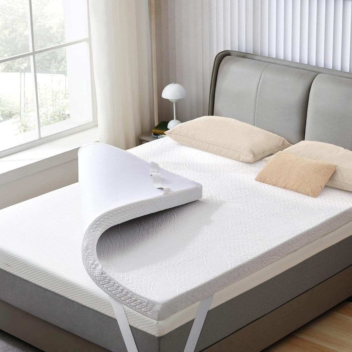 SINWEEK 2 Inch Gel Memory Foam Mattress Topper Ventilated Soft Pressure Relieve Mattress Pad, Breathable Bed Topper, CertiPUR-US Certified, Twin Size