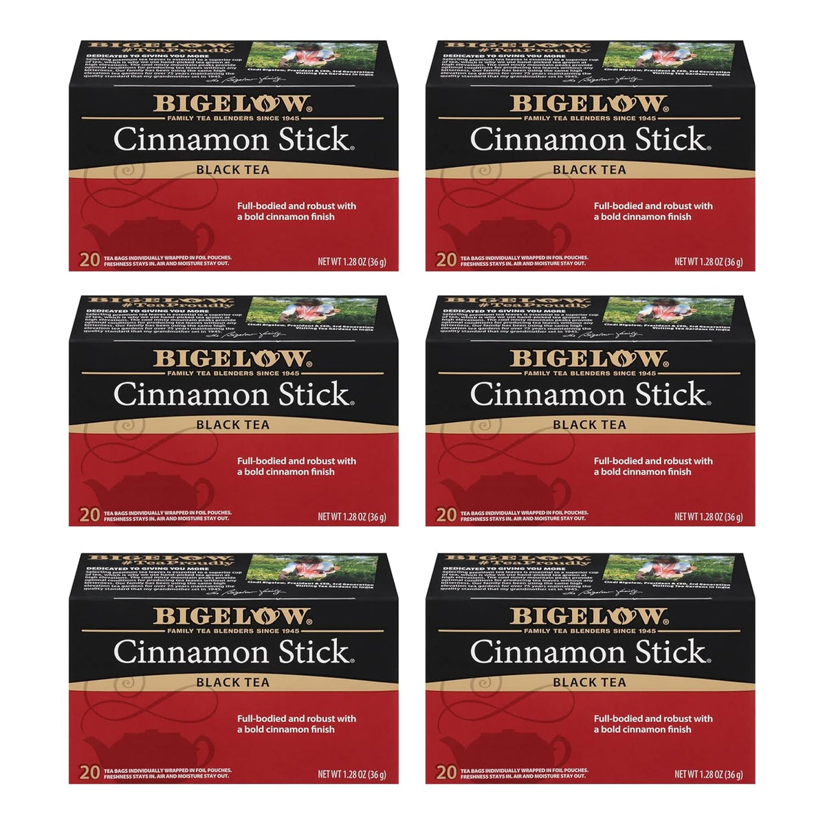 Bigelow Tea Cinnamon Stick Black Tea, 20 Count (Pack of 6)