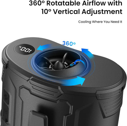 KIWIHOME Portable Waist Fan Clip On, 4-in-1 with 360°Rotatable Airflow