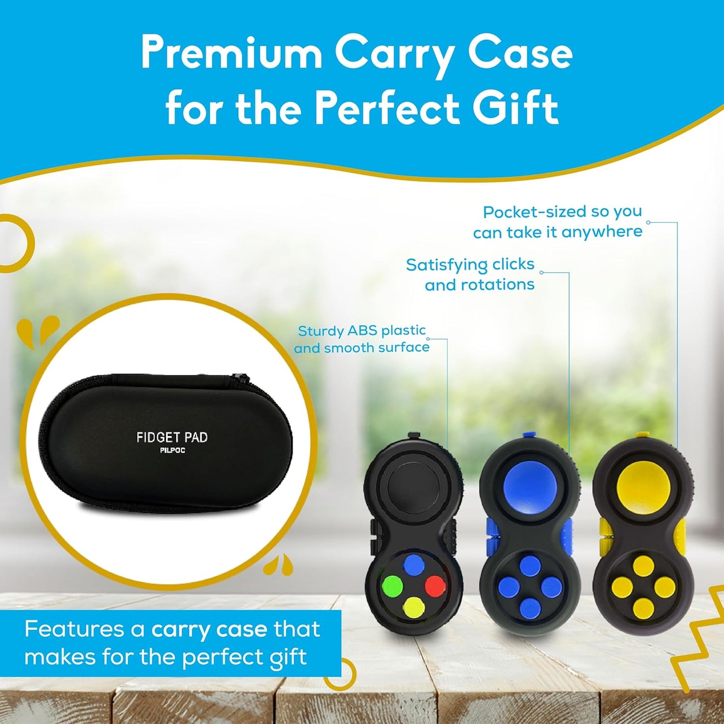 PILPOC theFube Fidget Cube, 6-Sided Stress Relief Infinity Cube for Adults & Kids, Boosts Concentration, Mindfulness Aid, Silent & Audible Modes, Stocking Suffers for Boys, Kids and Adults (Midnight)