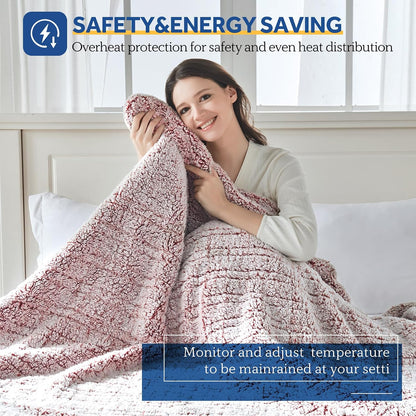 Sealy Electric Blanket Heated Throw 50"x60" Soft Double Sherpa Super Cozy with 6 Fast Heating Levels & 2-10 Hours Auto-Off, Over-Heat Protection, Machine Washable, Charcoal