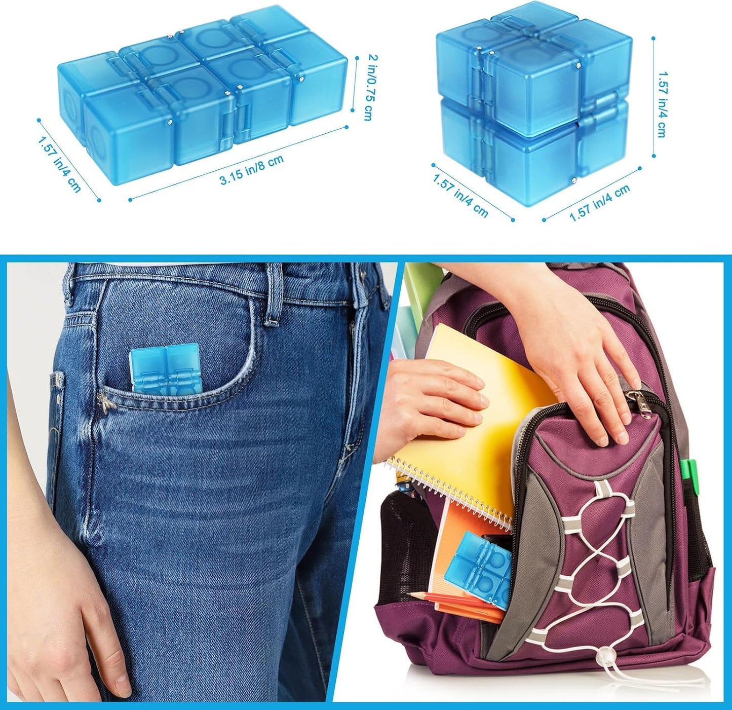 Infinity Cube Fidget Toy Stress Relieving Fidgeting Game for Kids and Adults,Cute Mini Unique Gadget for Anxiety Relief and Kill Time (Macaron Blue)