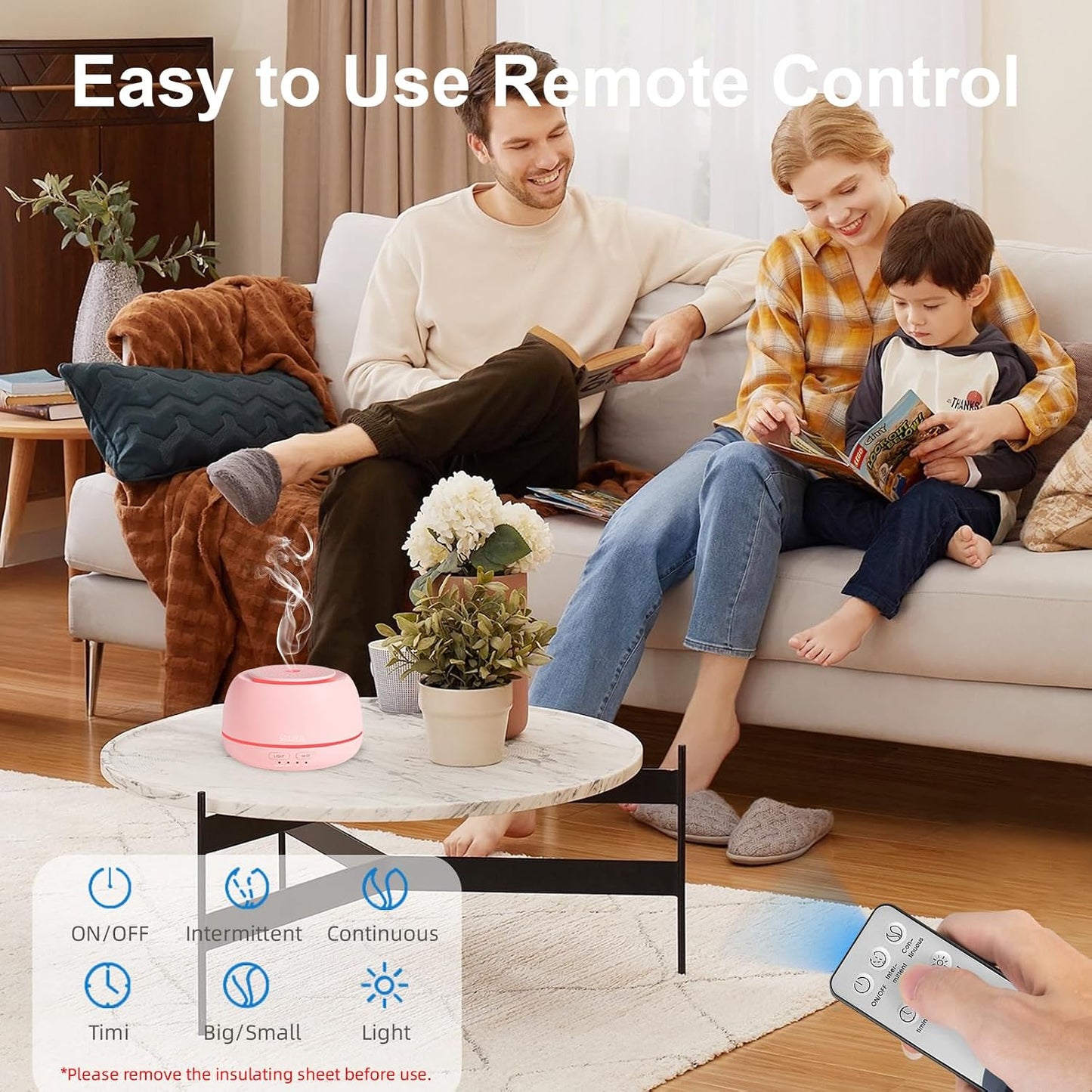 SEEDSEEL 300ML Essential Oil Diffuser,Ultrasonic Aromatherapy Diffuser, 7-Color Gradient Lights, Remote Control, 8 Hours Run Time, Suitable for Home,Office