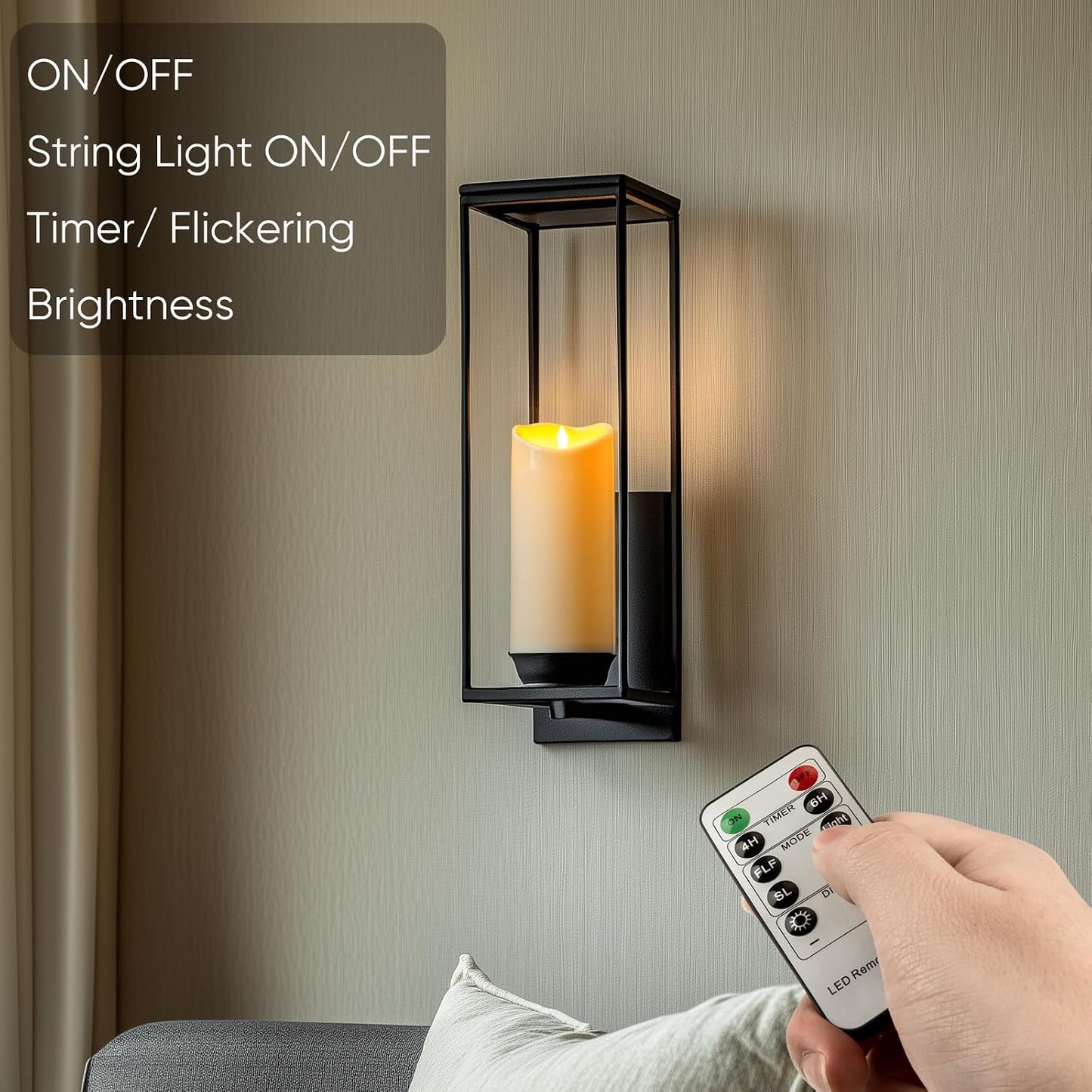 Homemory 6"x3" Outdoor Waterproof Flameless Candles, LED Candles, Battery Operated Candles with Remote and Timers, Electric Fake Plastic Pillar Candles, Ivory White, Set of 2