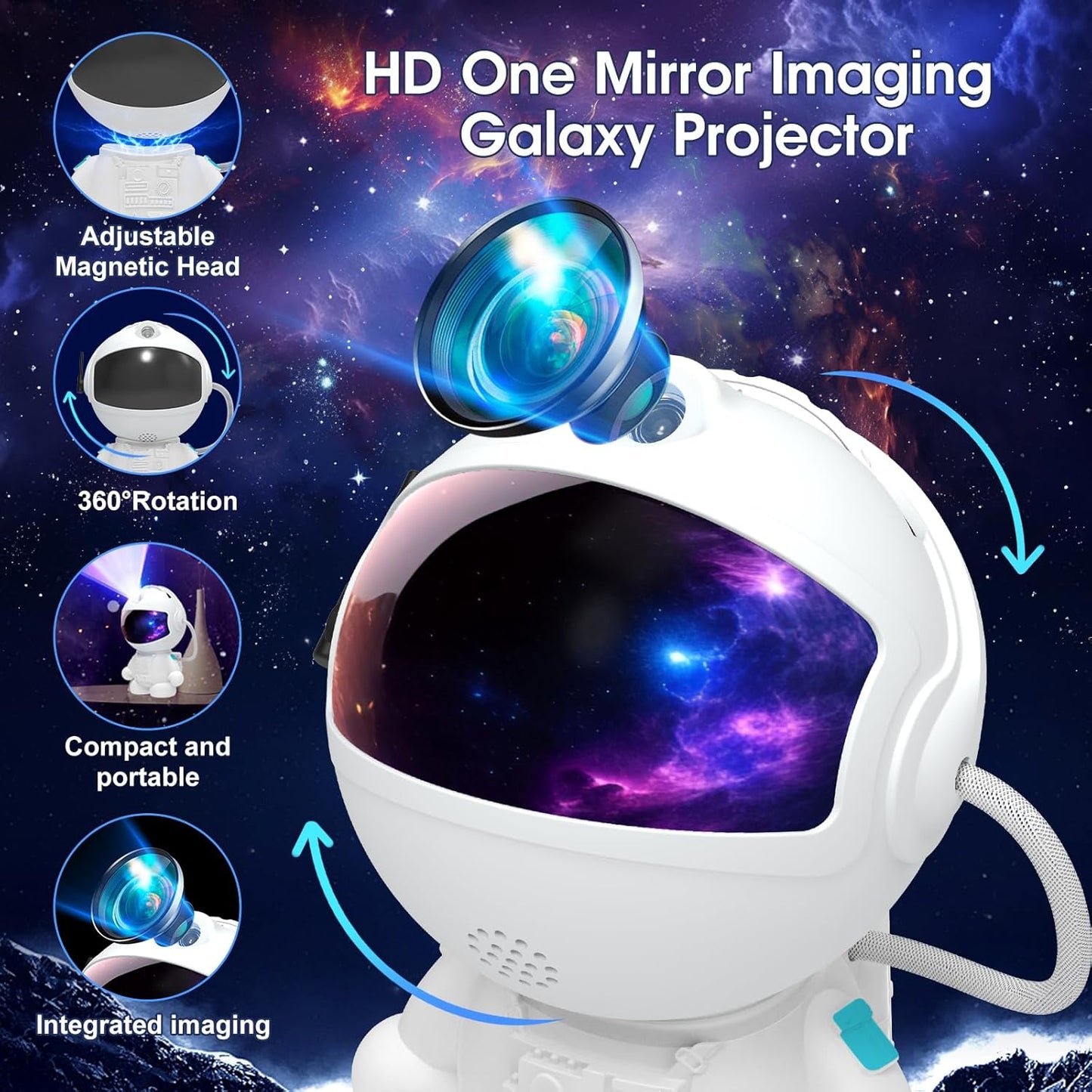 Astronaut Galaxy Projector, Star Projector Galaxy Light, Night Light for Kids, Nebula Ceiling LED Lamp, Room Decor, with Timer and Remote, Gifts for Birthdays