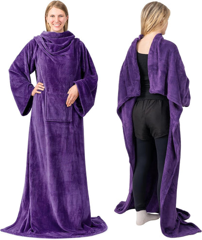 PAVILIA Wearable Blanket with Sleeves for Adult Women Men, Cozy Fleece Warm Wrap Throw with Arms, Gifts for Christmas, Wife