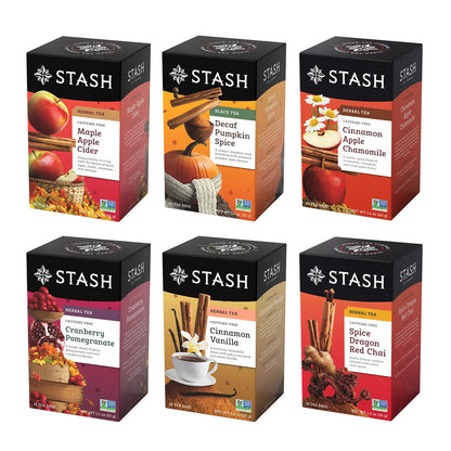 Stash Tea Soothing Herbal Tea 6 Flavor Variety Pack, 6 Boxes With 18-20 Tea Bags Each