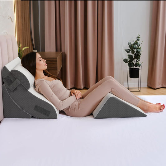 Kolbs Bed Wedge Pillow for Sleep Apnea, FSA Eligible Acid Reflux, and Back Pain Relief, with Chic Jacquard Cover - Headboard Wedges for Sleeping (5" Gentle Incline)