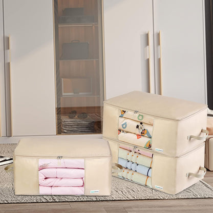 Comforter Storage Bag - Folding Organizer bag for King/Queen Comforters, Pillows, Blankets, Bedding/Quilt, Blanket, Duvet, Mothproof Space Saver; Large Collapsible Organizers, 24"x14"x11"
