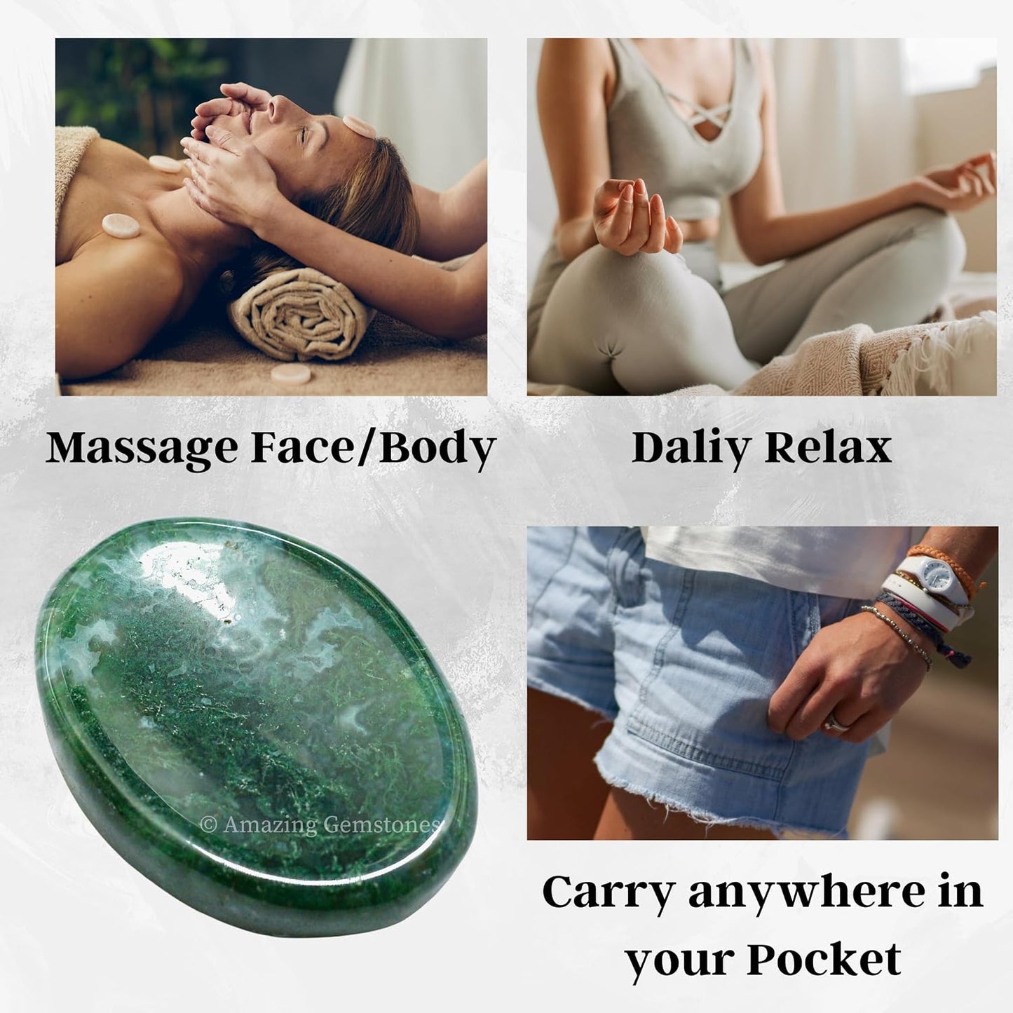 Amazing Gemstone Labradorite Thumb Worry Stone, Anxiety Stone, Healing Crystals - Piedra Crystal Fidget for Gift, Meditation, Calming, Relaxation, Stress Relief - Colors A