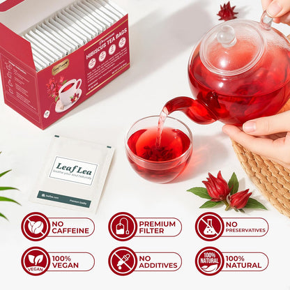 LeafLea 120 Hibiscus Tea Bags, Rich Flavor & Color, 120 Count