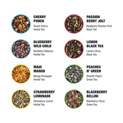 Tiesta Tea Iced Tea Sampler Dry Flight Set, Loose Leaf, 8 Pouches