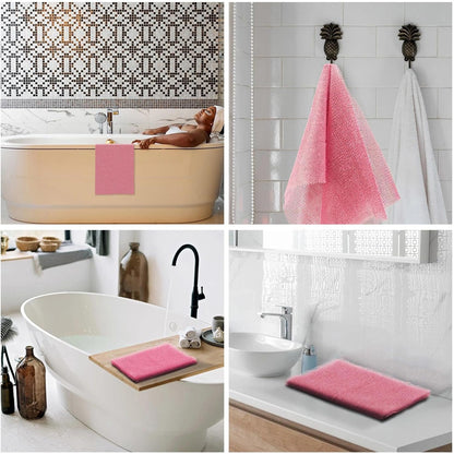 UJFQBH 3 Pieces African Bath Sponge African Net Long Net Bath Sponge Exfoliating Shower Body Scrubber Back Scrubber Skin Smoother,Great for Daily Use (Pink,Yellow,Purple)