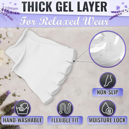 Gel Toe Separators for Women Socks – Gel Toe Compression Socks Women – Relaxation, Comfortable for Bedtime, Separators for Pedicure & Moisturizing, Fits US Sizes 6-10, Soft Cotton, Long-Lasting Design