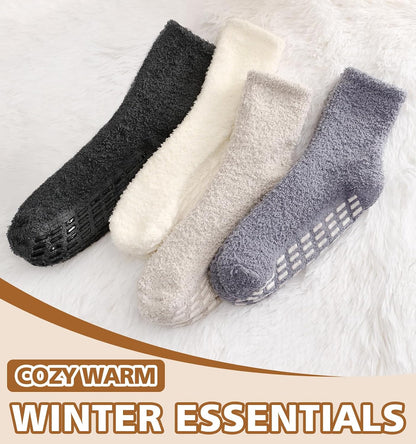 Slipper Socks for Women Men Grip Hospital Socks with Grips Fuzzy Non Slip Warm Womens Gifts