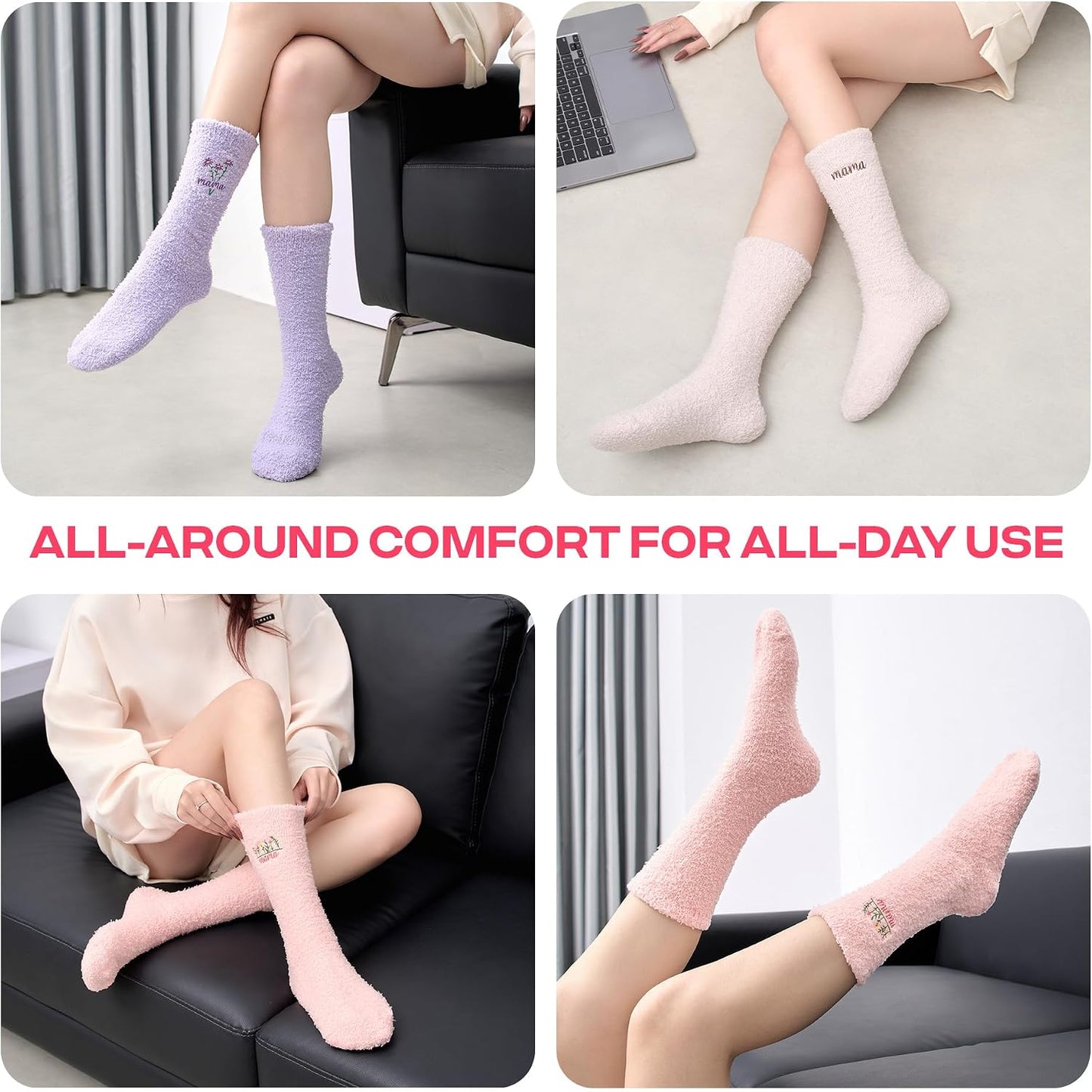 COOLMATE Fuzzy Socks for Women Gift Box – Cozy Soft Cloud Socks for Spa Home, Mother’s Day Gifts for Mom Grandma