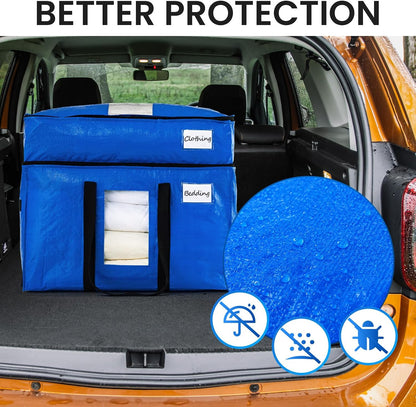 TAILI Blue Extra Large Moving Bags,Storage Bags with Visible Window