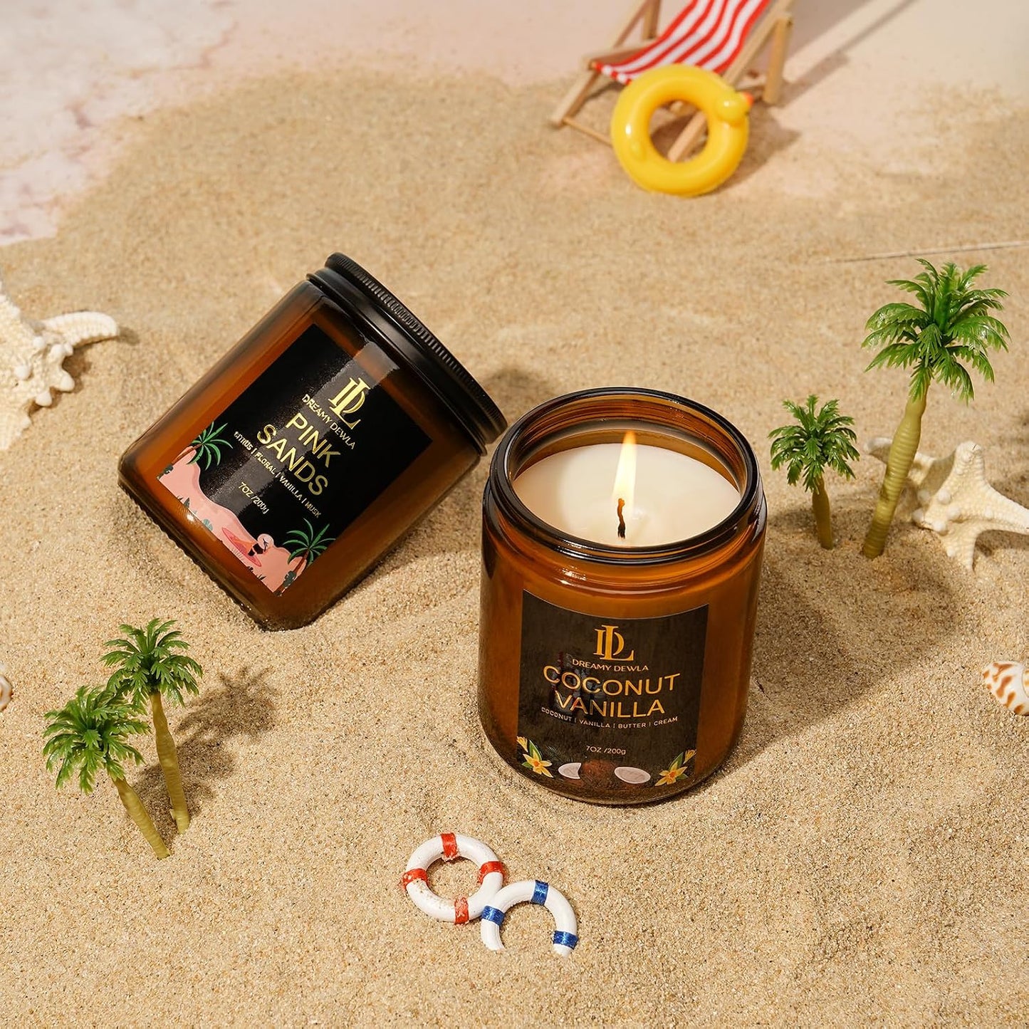 Scented Candles Set, 4 Pack Soy Candles for Home Scented, Candle Gifts for Women Men, 28oz 200 Hours Burn, Scents of Pineapple Cocktail/Coconut Vanilla/Pink Sands/Bahamian Breeze