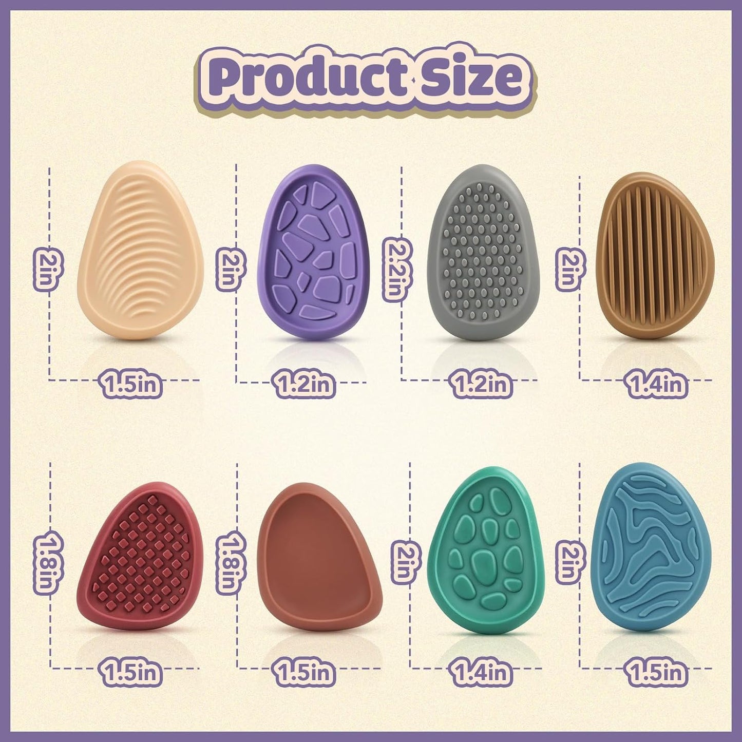 Fidget Toys Adults Sensory Stone: 8 Pack Texture Worry Stone for Kids Calming - Sensory Autism Toys for Stress Relief - Quiet Small Fidgets for Classroom Prizes