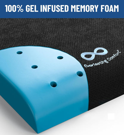 Everlasting Comfort Ventilated Wheelchair Cushions for Pressure Relief - Gel Memory Foam Wheel Chair Seat Cushion Pad for Seniors and Adults & Pain Relief - Soft Non-Slip Cover - Office Accessories