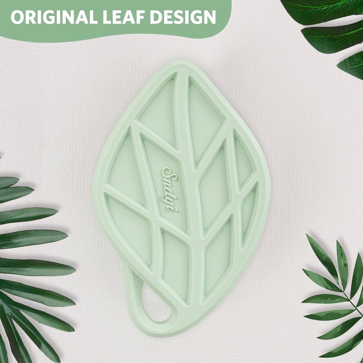 Sndyi Silicone Body Scrubber, Gentle Exfoliating Body Scrubber for Sensitive Skin, Leaf Shaped Shower Scrubber for Body with Lathering Bristles, Silicone Loofah Body Brush for Showering, Oatmeal