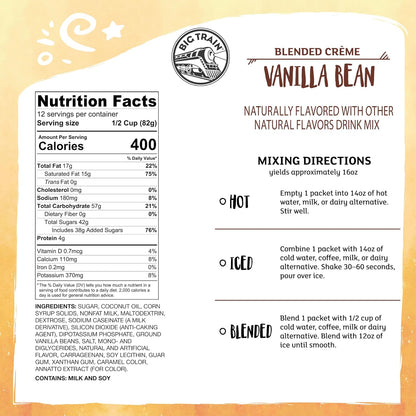 Big Train Spiced Chai Tea Latte Beverage Mix, 2.9 oz Packets (Pack of 12)
