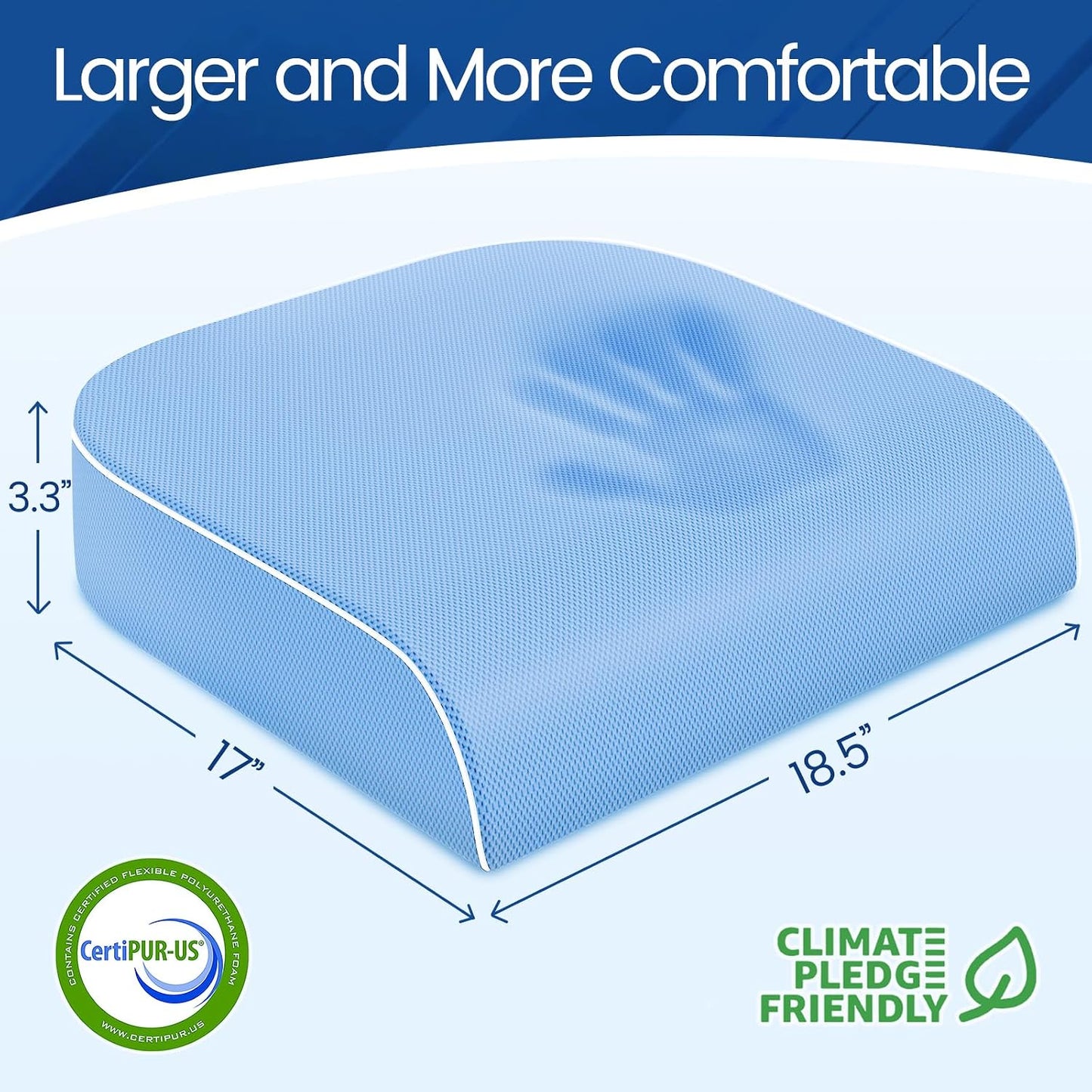 SweetSlubr Seat Cushion for Tailbone Pain Relief, Office Chair Cushion, Chair Pad, Memory Foam Large Cushion with Non-Slip Cover for Soft Support at Office Chair, Car Seat, Airplane, Black/Large