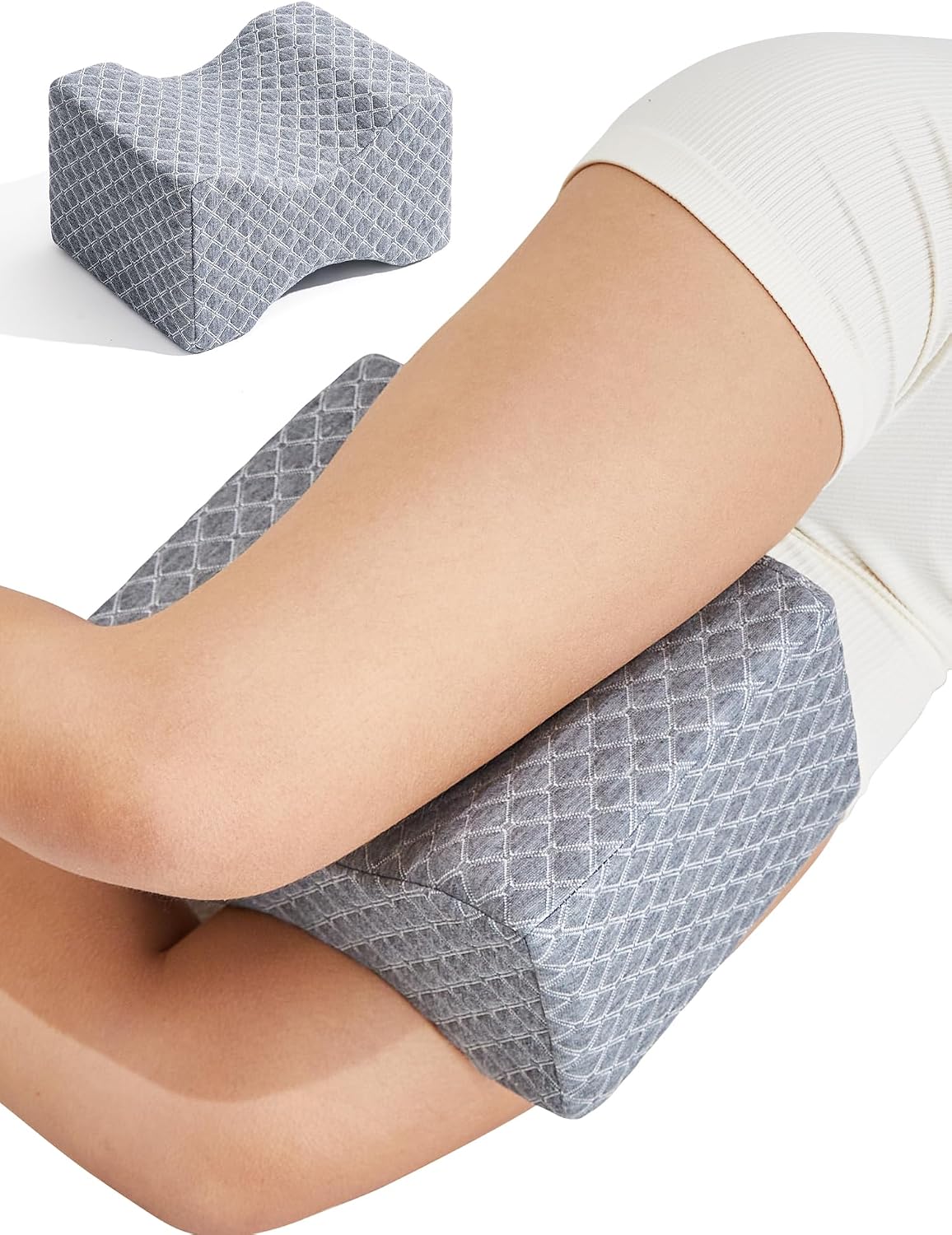 UJPFEO Knee Pillow for Side Sleepers, Leg Pillow for Sciatica, Back, HIPS, Knees, Joints Pain Relief,Pillows for Between Legs While Sleeping Spine Alignment Support & Relieves Pressure