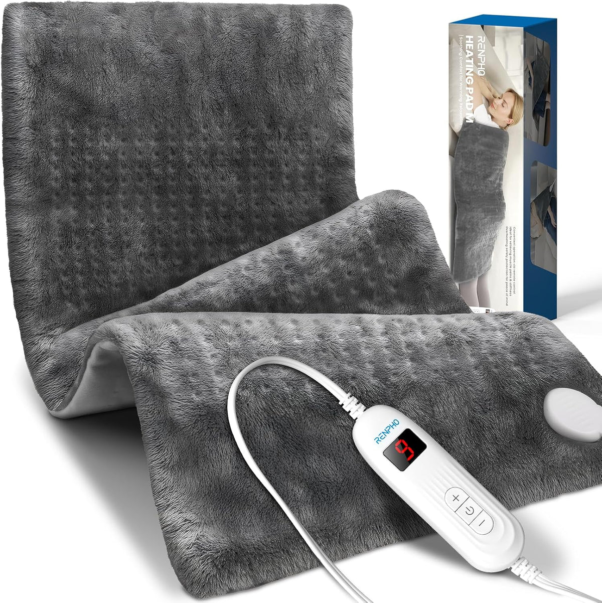 RENPHO Electric Heating Pad for Back with 10 Heat Levels