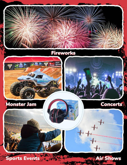 iClever Noise Cancelling Headphones for Kids Adults, SNR 29dB Safety Noise Reduction Ear Muffs for Autism Sensory &Concentration Aid, Ear Hearing Protection for Fireworks/Event/Monster Jam/Concert