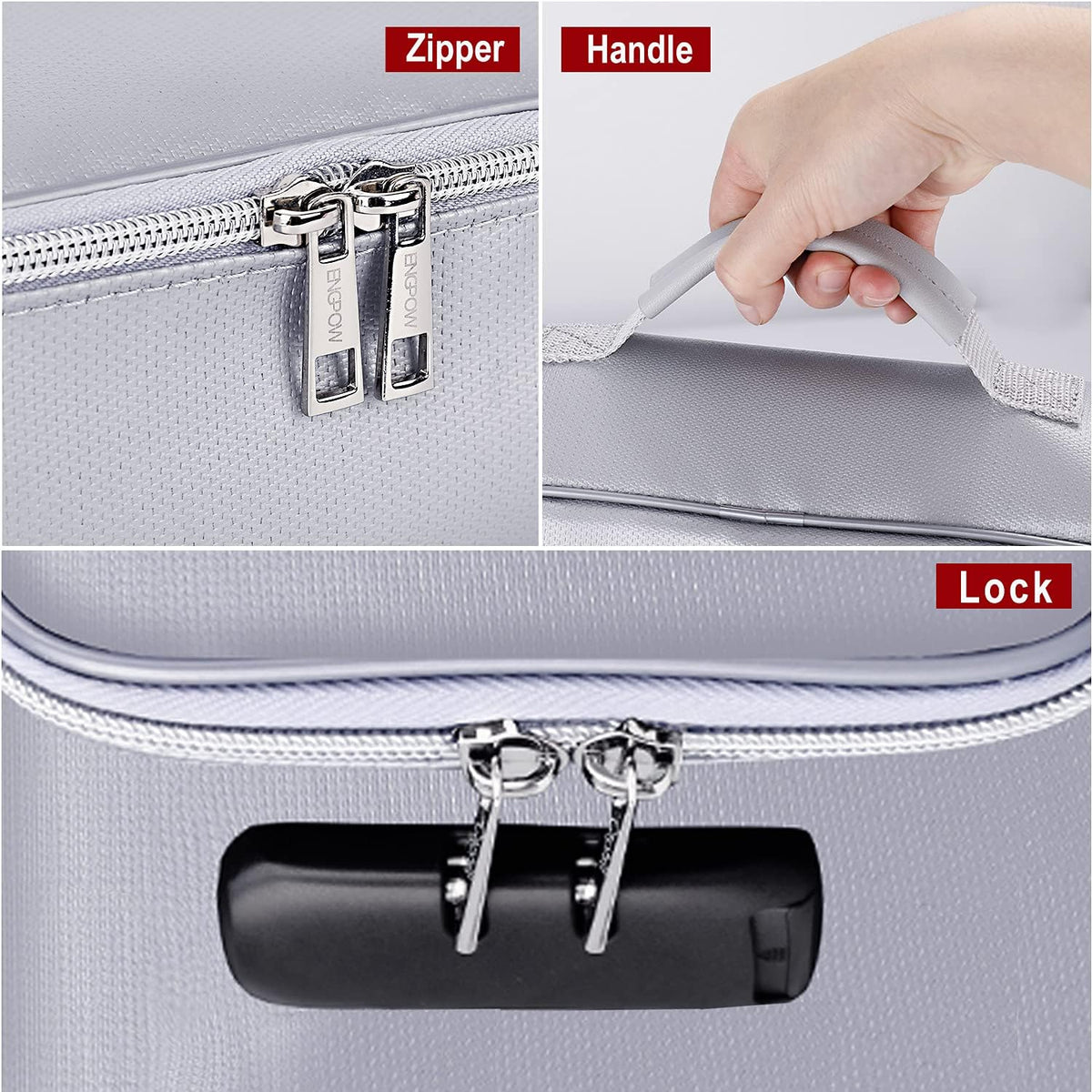 ENGPOW Small Fireproof Storage Organizer Case with Lock, 9”x 5.3”x 3.7”